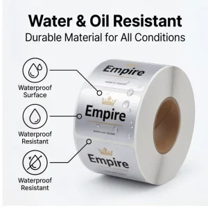 Custom Durable Adhesive Labels Self Adhesive Stickers Waterproof Packaging Labels Oil Proof Label Printing