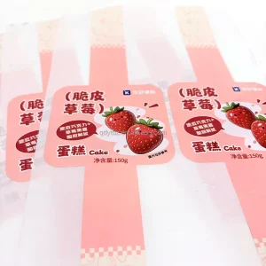 Custom Durable Waterproof Long Strip Sealing Stickers Self Adhesive Bakery Food Packaging Labels for Cake Boxes Candle