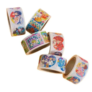 Custom Eco Friendly Durable Waterproof Self Adhesive Vinyl Cartoon Character Stickers in Roll for Stationery and Kids 100pcs