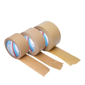 Custom Eco Friendly Recycled Veneer Plywood Waterproof Waterless Reinforced Packing Heavy Duty Gummed Adhesive Kraft Tape