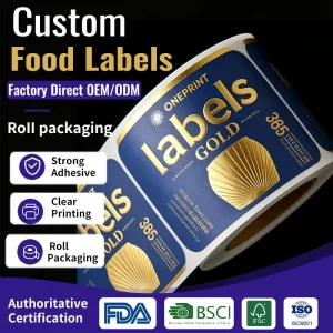Custom Embossed Foil Label Premium Food and Coffee Bottle Vintage Coastal Style Texture Paper Adhesive Label for Food Packing