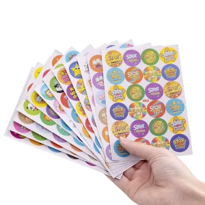 Custom Five-pointed Star Labels Cartoon Animal Pattern Stickers Sheet Waterproof Vinyl Round Reward Stickers for Kids