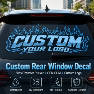Custom Flame Design Rear Window Vinyl Decals Custom Logo Waterproof UV Resistant Stickers for Cars