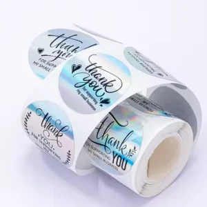 Custom Full Color Circle Logo Label Sticker Printing Waterproof Synthetic Paper Adhesive Vinyl Round Logo Sticker Roll