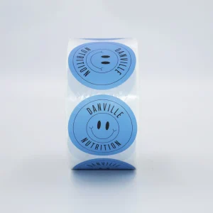 Custom Full Color Circle Logo Sticker Label Printing Waterproof Synthetic Paper Adhesive Vinyl Round Logo Sticker Roll