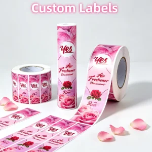 Custom Full Color Digital Printed Waterproof Anti Counterfeit Roll Vinyl Sticker Air Freshener Bottle Label Cosmetic Promotion