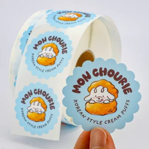 Custom Full Color Printing Waterproof Vinyl Food Label Die Cut Roll Logo Sticker For Bakery Cake Sweet Dessert Packaging Label