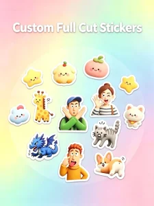 Custom Full Cut UV Cartoon Stickers Die Cut All Through Iridescent Cute Decals for Scrapbooking Water Bottle Luggage DIY