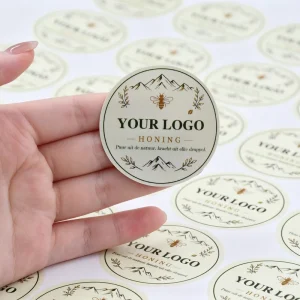 Custom Glass Bottle Sticker Label Round Honey Jar Commercial Decals Roll Waterproof Bottle Label Logo Printing Design