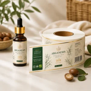 Custom Gold Foil Label Oilproof Skin Care Cosmetics Sticker Printing Dropper Packaging Labels for Essential Oil Amber Bottle