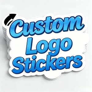 Custom Gradient Text Vinyl Stickers Die Cut Self Adhesive Cartoon Style Logo Decals for Brand Packaging Labels