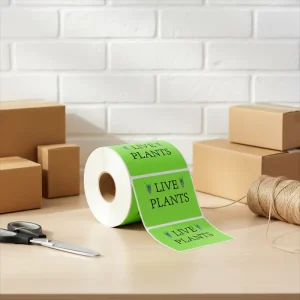 Custom Green Vinyl Waterproof Live Plants Stickers for Garden Centers Shipping Labels & Delivery Containers