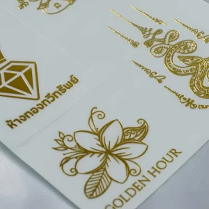 Custom Heat Gold Foil Transfer Printing UV DTF Cutting 3D Personalized Packaging Label Creative Logo Cup Wrap Vinyl Sticker
