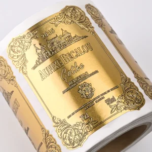 Custom High End Gold Aluminum Foil Paper Metal Labels Wine Alcohol Embossed Debossed Packing Adhesion Beverage Beer Packaging