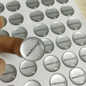 Custom High Quality Bulk Crystal Sparkle Waterproof Oil Proof Scratch Resistant Easy Apply Epoxy Adhesive Stickers For Box