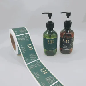 Custom High Quality Eco Friendly Gold Embossed Vinyl Die Cut Oblong Core Diameter Hair Shampoo Cosmetic Shipping Bottle Labels