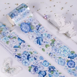 Custom High end 3D Foil Flower Matte PET Tape Sticker Roll