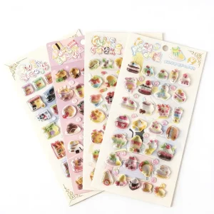 Custom High-quality 3D Puffy Stickers Eco-friendly PVC Crystal Stickers Waterproof Adhesive Cute Cartoon 3D Relief Stickers