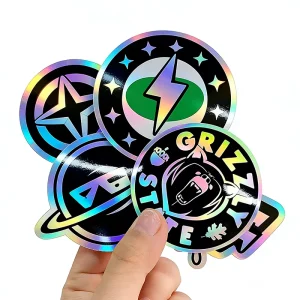 Custom Holographic Die Cut Sticker Logo Waterproof Vinyl Self Adhesive Label Anti Counterfeit Printing UV Protection Packaging