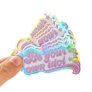 Custom Holographic Die Cut Stickers Vinyl Eco Material Adhesive For Small Business Packaging Crafts And Logo Printing