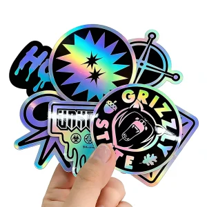 Custom Holographic Die cut Sticker Logo Waterproof Vinyl Self adhesive Brand UV resistant Cartoon Label Printing Packaging