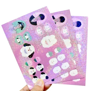 Custom Holographic Foil Decorate Vinyl Sticker Holo Foil Kiss Cut Sticker Sheet for Journal Planner Stationary