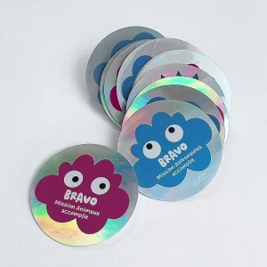 Custom Holographic Laser Die Cut Vinyl Sticker Kiss Cut Cartoon Brand Logo Label Waterproof Adhesive For Gift Packaging