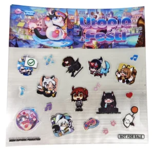 Custom Holographic Logo Brand Pack Gloss Lamination Shiny Waterproof Self Adhesive CMYK Printed Cartoon Characters PET Sticker