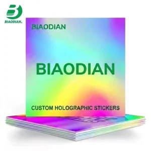 Custom Holographic Sticker Roll Rainbow Laser Logo Label Printing Waterproof Synthetic PET Stickers for Product Packaging