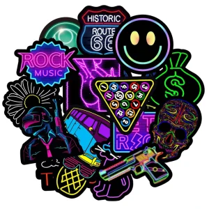 Custom Holographic Vinyl Logo Die Cut Sticker Decorative Neon Stickers