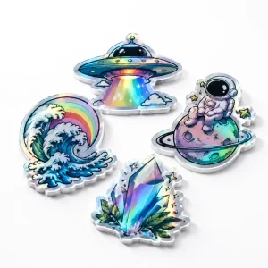 Custom Holographic Vinyl Sticker Set 100pcs Waterproof UV Resistant for Laptops Guitars Bikes Indoor Outdoor Use
