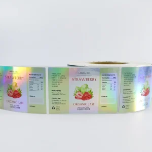 Custom Holographic Waterproof Adhesive Paper Custom Logo Printing Service Label Sticker Roll CMYK Pantone Packaging Labels