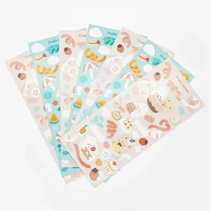 Custom Innovative Design Die cutting Adhesive Waterproof Paper Cartoon Stickers Gift Card Labels