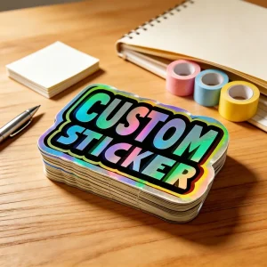 Custom Irregular Rainbow Holographic Stickers Personalized Die Cut Labels for Brand Craft and Gift Wrapping