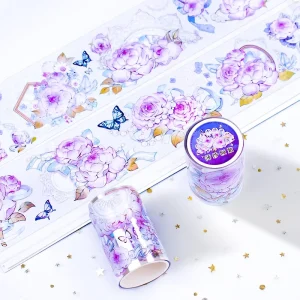 Custom Journaling Transparent PET Decorative Tape with 3D Holographic Foil