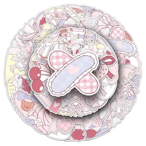 Custom Kawaii Colorful Pink Die Cut Matte Vinyl Stickers for Journal Waterproof Laptop Decoration Cute Heart Cake Designs
