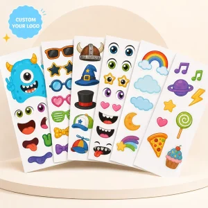 Custom Kids DIY Face & Fun Sticker Sheets with Custom Logo Self-Adhesive for Party Favors & Branding