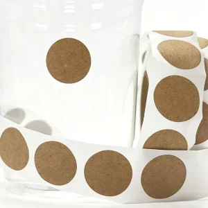 Custom Kraft Paper Round Dot Stickers Removable Adhesive Labels with No Printing for Office DIY Packaging