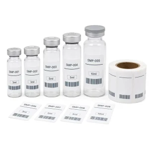 Custom Lab Vial Labels Waterproof Barcode Stickers Roll For 3ml 5ml 10ml Samples