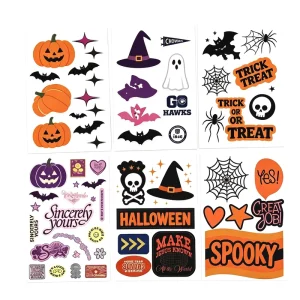 Custom Label Die Cut Stickers Sheets Waterproof Adhesive Party Decoration Halloween Vinyl Clear Stickers for Doors Gift Decor