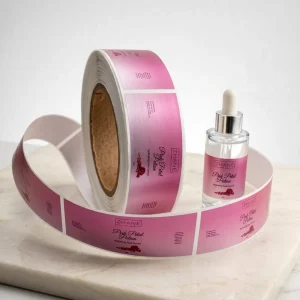 Custom Label Sticker Roll Cosmetic Waterproof Vinyl Essential Oil Vial Label Adhesive Custom Logo Digital Printing Labels