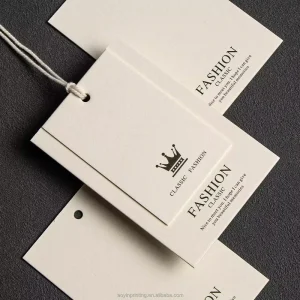 Custom Logo Clothing Hang Tags Thick Textured Paper Brand Labels for Women Boutique Apparel Packaging OEM