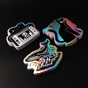 Custom Logo Holographic Die Cut Label Sticker Vinyl Waterproof Self-Adhesive Rainbow Silver Laser Hologram Stickers Custom