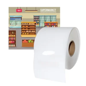 Custom Logo Jumbo Roll Label Paper Self Adhesive Sticker White Supermarket Use Waterproof