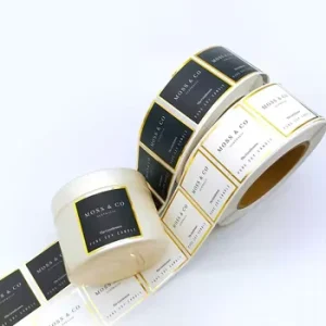 Custom Logo Luxury Black Gold Foil Candle Jar Labels Roll Vinyl Waterproof Sticker Cosmetic Label