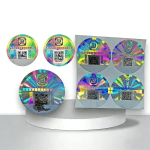 Custom Logo PET Anti Counterfeiting Hologram Overlay Sticker HD Color Printing Adhesive Scraping Silver QR Code Brand Label