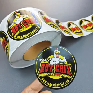 Custom Logo Paper Round 1 2 3 4 Inch Food Packaging Label Personalized Vinyl Coffee Cup Pizza Box Seal Sticker on Roll