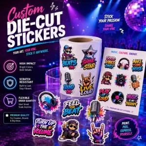 Custom Logo Personalized Cartoon Stickers Die Cut Vinyl Decals Waterproof Irregular Shape Stickers for Mobile Phone Decoration