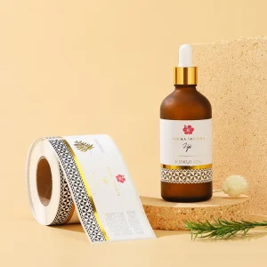 Custom Logo Printed Gold Foil Labels Roll Packaging Adhesive Waterproof Sticker for Oil Bottle