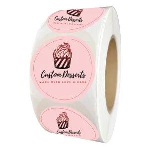 Custom Logo Printed Roll Waterproof Round Circle Desserts Sticker Label for Dessert Boxes